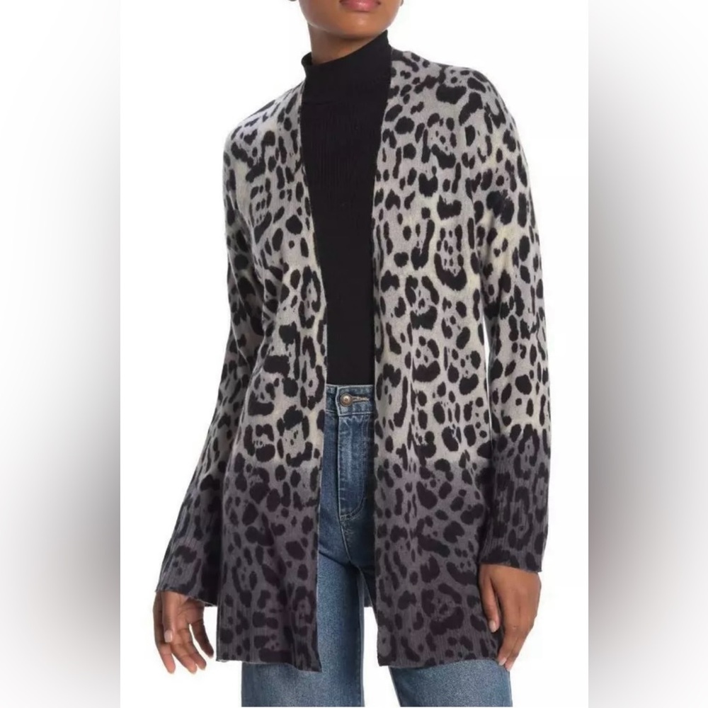360Cashmere Leopard Print Ombre Cardigan M